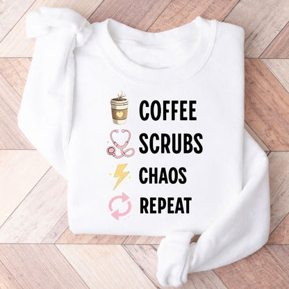 Coffee Scrubs Chaos Repeat Sweatshirt